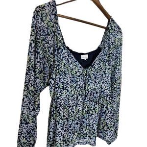 Madison & Berkeley Floral Baby Doll Top Empire Waist Ruched Tie Fairy M Bloom